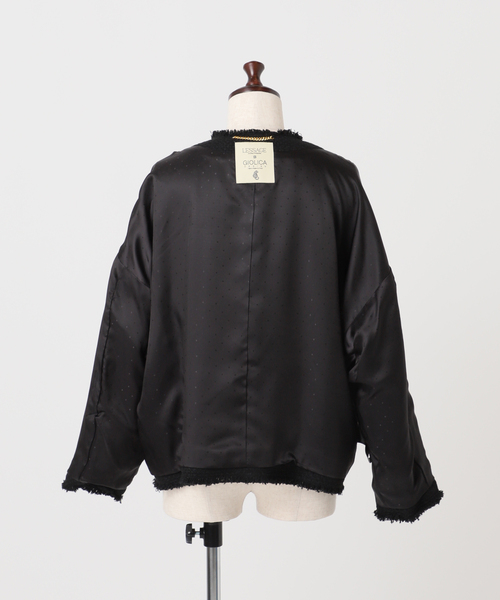 journal standard L'essage(ジャーナルスタンダードレサージュ)の「GIOLICA ツイード D/Sジャケット(ノーカラージャケット・レディース・ブラック・FREE)」の17枚目の写真