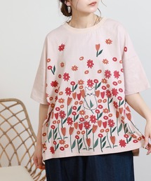 EMAGO お花畑プリントT 半端袖