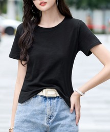 無地 半袖Tシャツ クルーネック ベーシック カットソー シンプル トップス