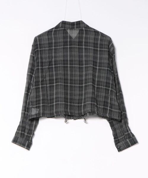 SpRay(スプレイ)の「シアーチェックショート丈ロングスリーブシャツ(シャツ/ブラウス・レディース・ホワイト/ブラック/グレー・FREE)」の7枚目の写真