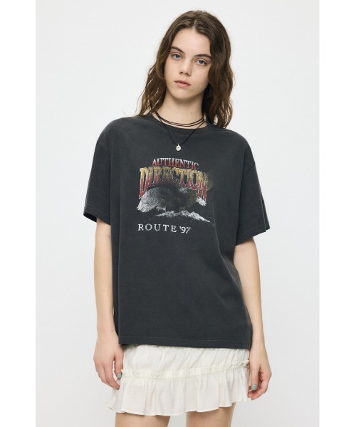 MOUSSY（マウジー）の「VINTAGE EAGLE Tシャツ（Tシャツ/カットソー・レディース・ライトブラック/オフホワイト/ネイビー・FREE）」の4枚目の写真