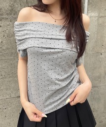 ドット ドレープオフショルトップス