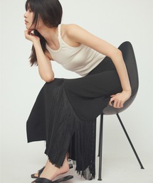 アシンメトリー フリンジ ロングスカート