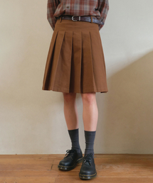Mila cotton pleats midi skirt_Camel(O25-SK14)