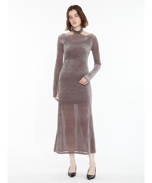 SORIN（ソリン　）の「Back Open Sheer Dress / バックオーペンシアードレス（ワンピース・レディース・ブラック/ダークグレー・38）」の2枚目の写真