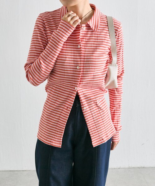 ear PAPILLONNER(イアパピヨネ)の「ボーダーフロントボタンカーデ【SUM1 STYLE×MONT KEMME(Tシャツ/カットソー・レディース・ブラック/レッド・FREE)」の1枚目の写真