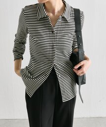 ボーダーフロントボタンカーデ【SUM1 STYLE×MONT KEMME