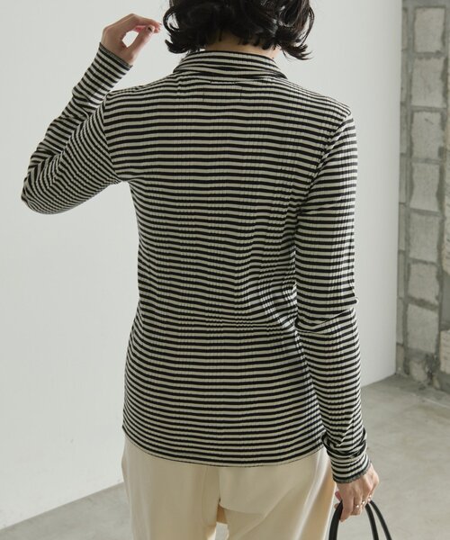 ear PAPILLONNER(イアパピヨネ)の「ボーダーフロントボタンカーデ【SUM1 STYLE×MONT KEMME(Tシャツ/カットソー・レディース・ブラック/レッド・FREE)」の9枚目の写真