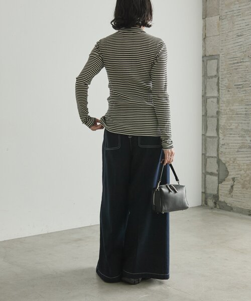 ear PAPILLONNER(イアパピヨネ)の「ボーダーフロントボタンカーデ【SUM1 STYLE×MONT KEMME(Tシャツ/カットソー・レディース・ブラック/レッド・FREE)」の13枚目の写真