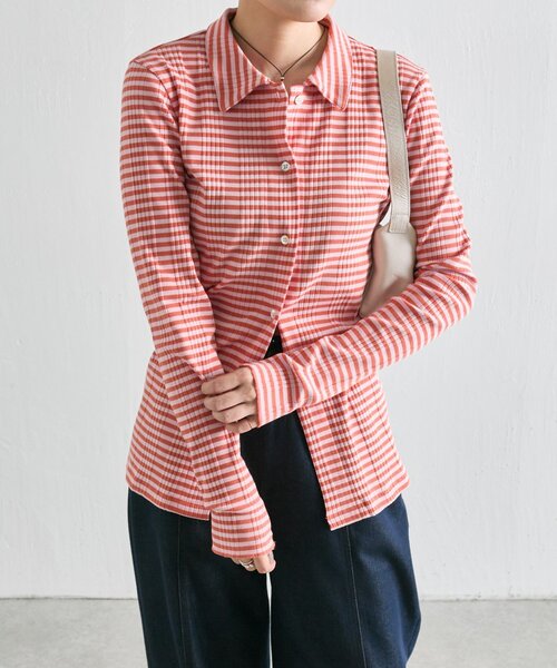 ear PAPILLONNER(イアパピヨネ)の「ボーダーフロントボタンカーデ【SUM1 STYLE×MONT KEMME(Tシャツ/カットソー・レディース・ブラック/レッド・FREE)」の21枚目の写真