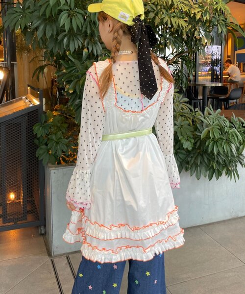 HELLO.SANFRANCISCO（ハローサンフランシスコ）の「【HELLO.SANFRANCISCO】シャーリングフリルメロウチュニック（チュニック・レディース・サックスブルー/ホワイト・ONE SIZE）」の6枚目の写真