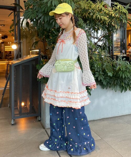 HELLO.SANFRANCISCO（ハローサンフランシスコ）の「【HELLO.SANFRANCISCO】シャーリングフリルメロウチュニック（チュニック・レディース・サックスブルー/ホワイト・ONE SIZE）」の8枚目の写真