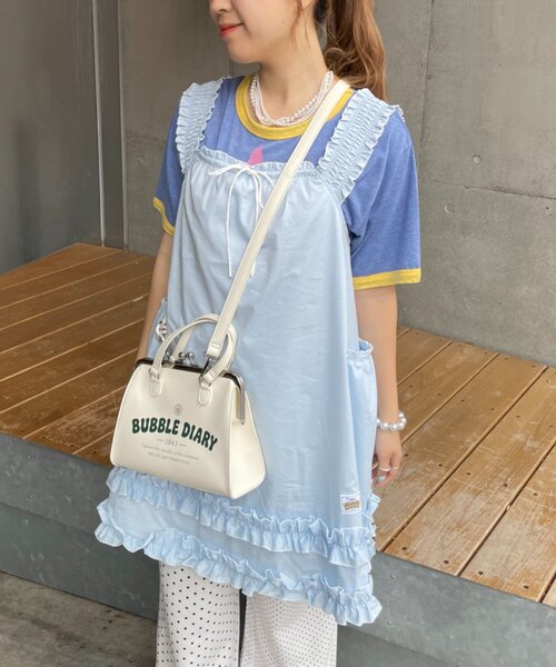 HELLO.SANFRANCISCO（ハローサンフランシスコ）の「【HELLO.SANFRANCISCO】シャーリングフリルメロウチュニック（チュニック・レディース・サックスブルー/ホワイト・ONE SIZE）」の9枚目の写真
