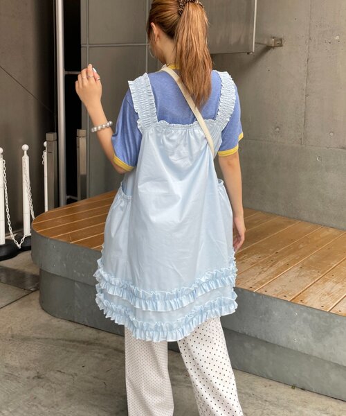 HELLO.SANFRANCISCO（ハローサンフランシスコ）の「【HELLO.SANFRANCISCO】シャーリングフリルメロウチュニック（チュニック・レディース・サックスブルー/ホワイト・ONE SIZE）」の12枚目の写真