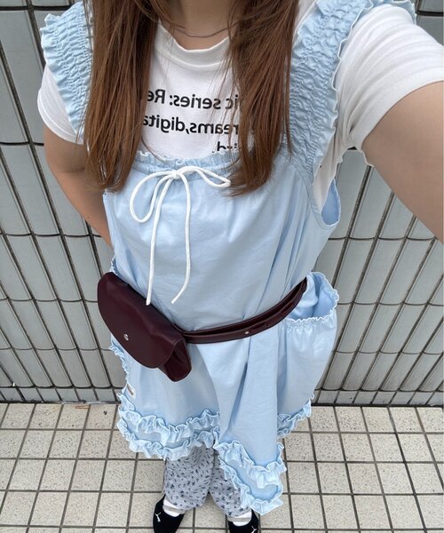 HELLO.SANFRANCISCO（ハローサンフランシスコ）の「【HELLO.SANFRANCISCO】シャーリングフリルメロウチュニック（チュニック・レディース・サックスブルー/ホワイト・ONE SIZE）」の13枚目の写真