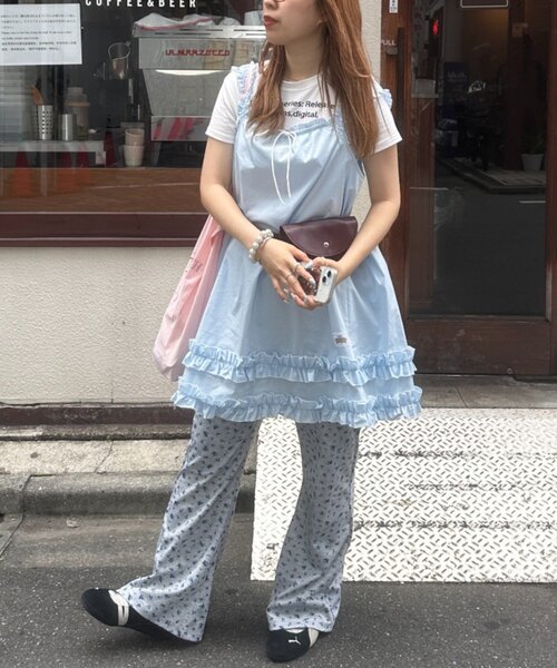 HELLO.SANFRANCISCO（ハローサンフランシスコ）の「【HELLO.SANFRANCISCO】シャーリングフリルメロウチュニック（チュニック・レディース・サックスブルー/ホワイト・ONE SIZE）」の14枚目の写真