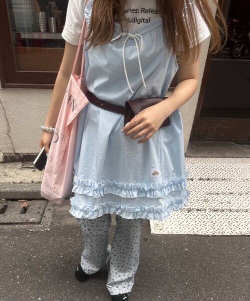 HELLO.SANFRANCISCO（ハローサンフランシスコ）の「【HELLO.SANFRANCISCO】シャーリングフリルメロウチュニック（チュニック・レディース・サックスブルー/ホワイト・ONE SIZE）」の15枚目の写真