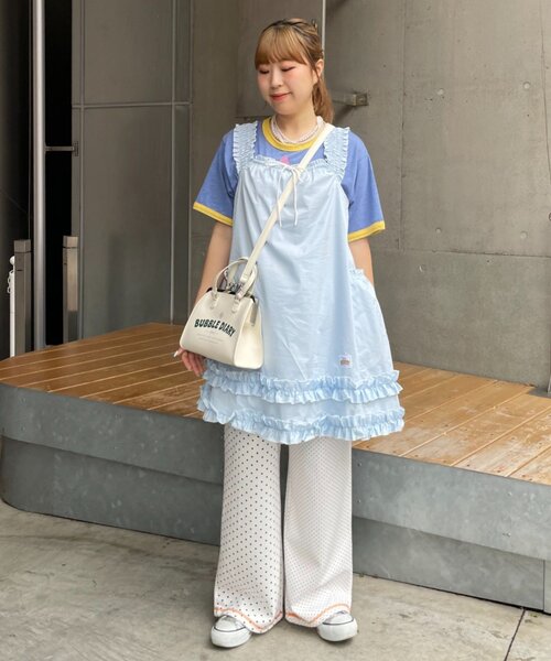 HELLO.SANFRANCISCO（ハローサンフランシスコ）の「【HELLO.SANFRANCISCO】シャーリングフリルメロウチュニック（チュニック・レディース・サックスブルー/ホワイト・ONE SIZE）」の18枚目の写真