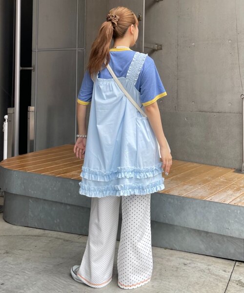 HELLO.SANFRANCISCO（ハローサンフランシスコ）の「【HELLO.SANFRANCISCO】シャーリングフリルメロウチュニック（チュニック・レディース・サックスブルー/ホワイト・ONE SIZE）」の19枚目の写真