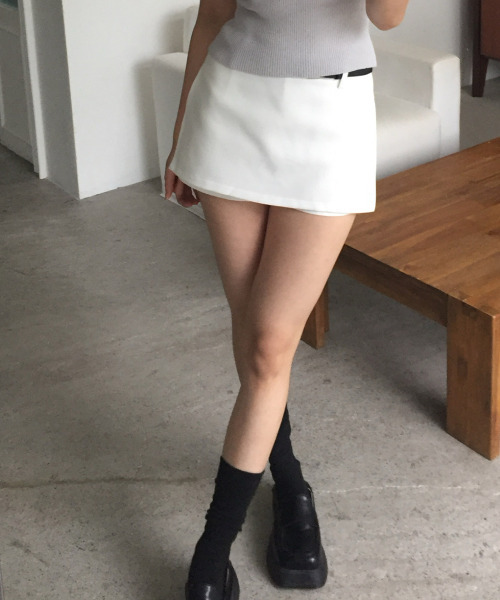 VIVID LADY（ビビッドレディー）の「ベルト付き ラップミニスカパン（スカート・レディース・ホワイト/ブラック・MEDIUM/SMALL）」の12枚目の写真