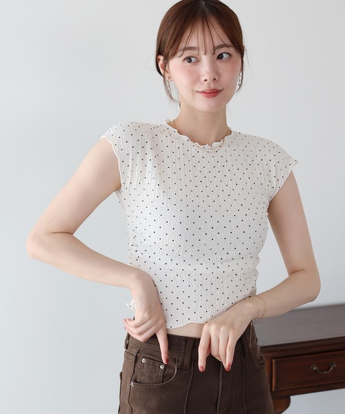 BLUEEAST(ブルーイースト)の「サイドギャザードットカットソー(Tシャツ/カットソー・レディース・ホワイト/ブラック/ブラウン・MEDIUM)」の14枚目の写真