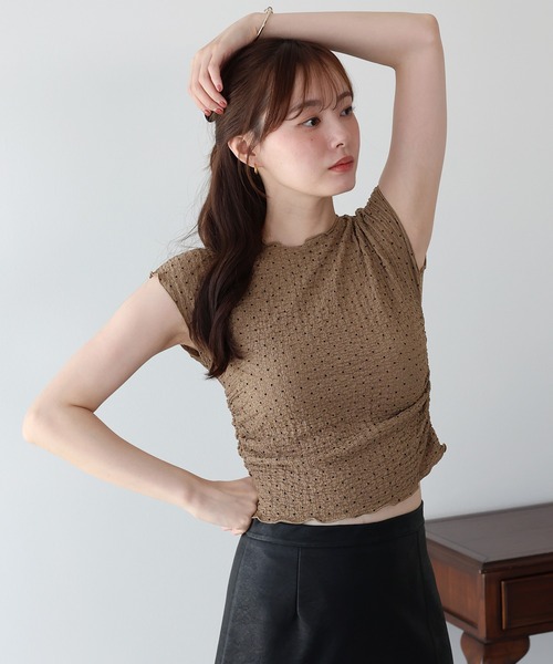 BLUEEAST(ブルーイースト)の「サイドギャザードットカットソー(Tシャツ/カットソー・レディース・ホワイト/ブラック/ブラウン・MEDIUM)」の20枚目の写真