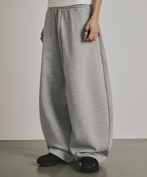 CURVED PINTUCK SWEAT PANTS (MELANGE GRAY)