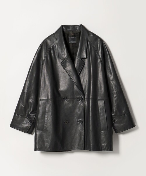 conte(コンテ)の「<conte>ラムレザー ダブル ジャケットコート(ブルゾン・レディース・ブラック・FREE)」の6枚目の写真
