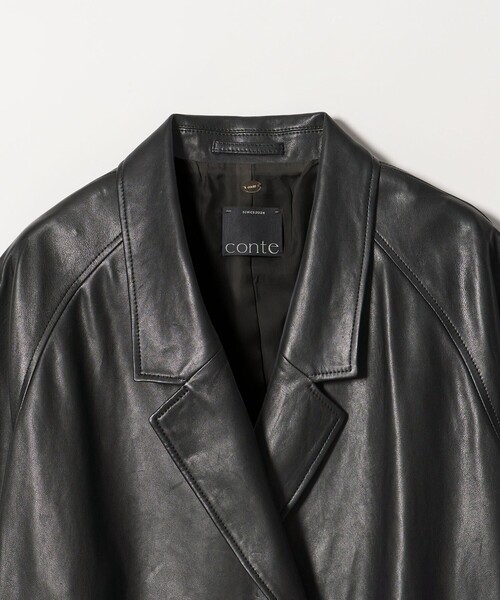 conte(コンテ)の「<conte>ラムレザー ダブル ジャケットコート(ブルゾン・レディース・ブラック・FREE)」の8枚目の写真
