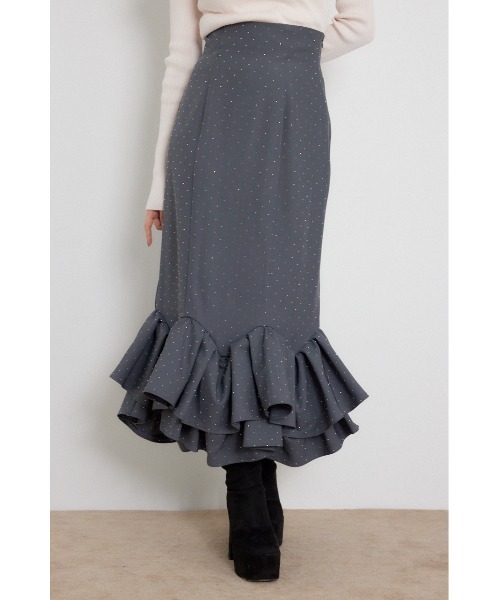 rienda(リエンダ)の「ラッフルマーメイドスカート 秋服(スカート・レディース・グレー/ブラック・MEDIUM/SMALL)」の1枚目の写真