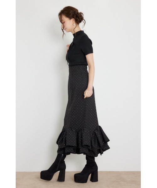 rienda(リエンダ)の「ラッフルマーメイドスカート 秋服(スカート・レディース・グレー/ブラック・MEDIUM/SMALL)」の4枚目の写真