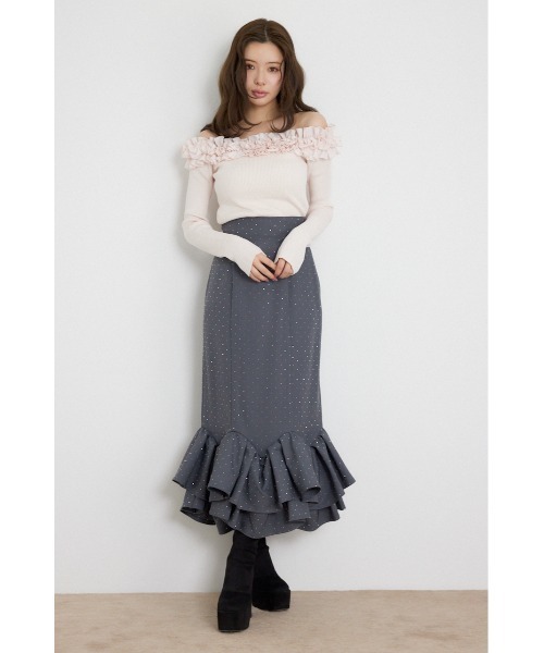 rienda(リエンダ)の「ラッフルマーメイドスカート 秋服(スカート・レディース・グレー/ブラック・MEDIUM/SMALL)」の11枚目の写真