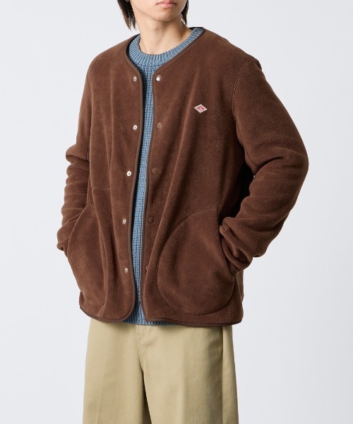 DANTON（ダントン）の「【WEB先行予約】[DANTON/ダントン] フリースノーカラージャケット（ノーカラージャケット・レディース・ブラウン/グレイッシュベージュ/ブラック/ダークグレー・40/38/44/42）」の5枚目の写真