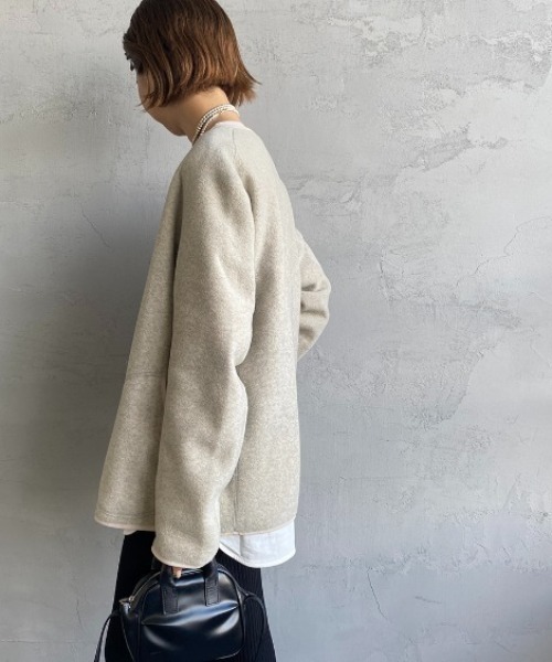 DANTON（ダントン）の「【WEB先行予約】[DANTON/ダントン] フリースノーカラージャケット（ノーカラージャケット・レディース・ブラウン/グレイッシュベージュ/ブラック/ダークグレー・40/38/44/42）」の14枚目の写真