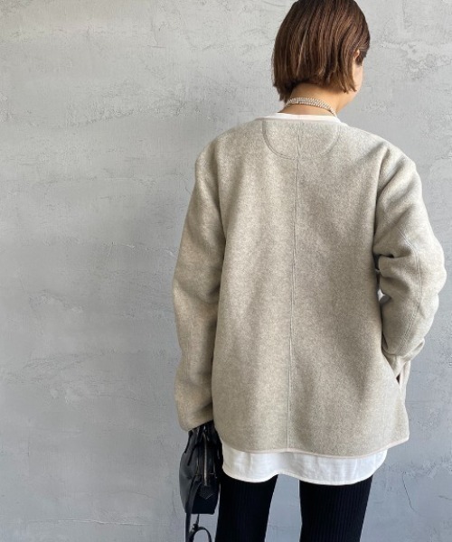 DANTON（ダントン）の「【WEB先行予約】[DANTON/ダントン] フリースノーカラージャケット（ノーカラージャケット・レディース・ブラウン/グレイッシュベージュ/ブラック/ダークグレー・40/38/44/42）」の15枚目の写真