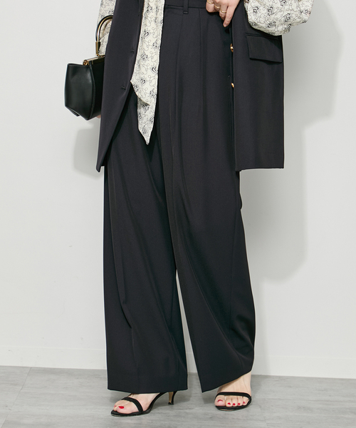 journal standard L'essage(ジャーナルスタンダードレサージュ)の「ヴィスポリギャバパンツ(グレーA・ネイビー)(その他パンツ・レディース・グレー/ネイビー・38/40/34/36)」の2枚目の写真