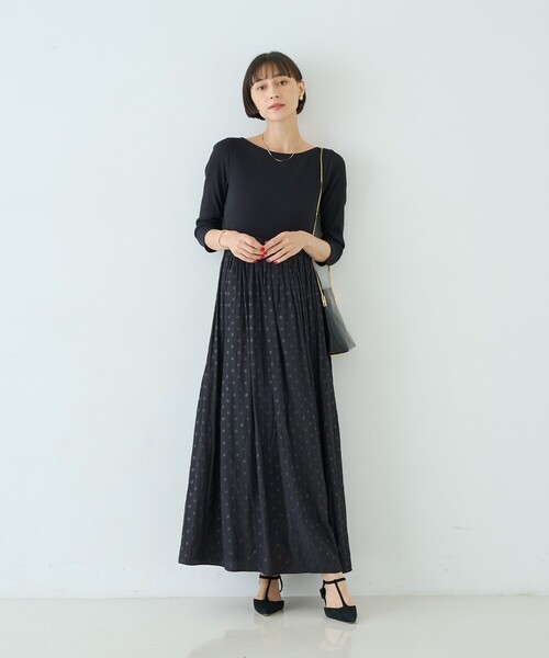 Rouge vif（ルージュヴィフ）の「ドット柄ドッキングワンピース（ワンピース・レディース・ブラック/アイボリー・38/36）」の3枚目の写真