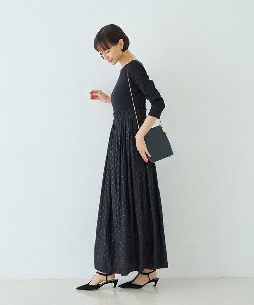 Rouge vif（ルージュヴィフ）の「ドット柄ドッキングワンピース（ワンピース・レディース・ブラック/アイボリー・38/36）」の5枚目の写真