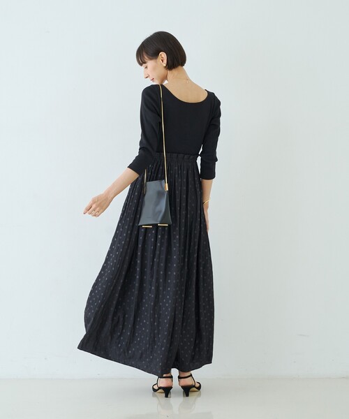 Rouge vif（ルージュヴィフ）の「ドット柄ドッキングワンピース（ワンピース・レディース・ブラック/アイボリー・38/36）」の6枚目の写真