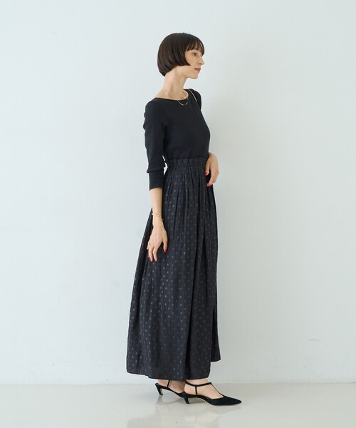 Rouge vif（ルージュヴィフ）の「ドット柄ドッキングワンピース（ワンピース・レディース・ブラック/アイボリー・38/36）」の7枚目の写真