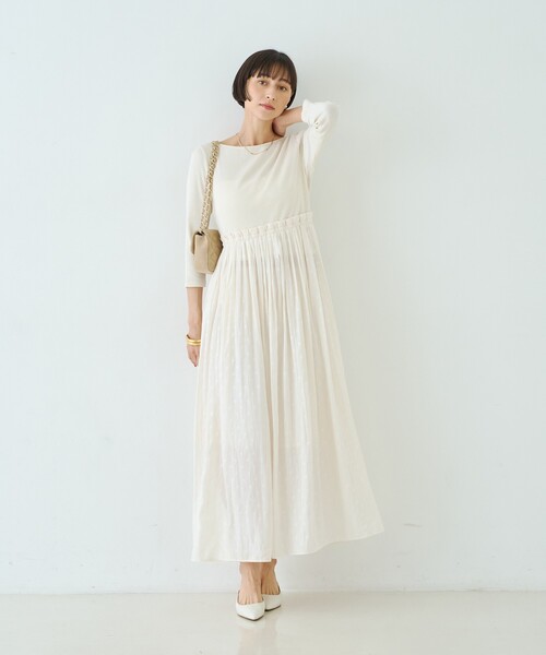 Rouge vif（ルージュヴィフ）の「ドット柄ドッキングワンピース（ワンピース・レディース・ブラック/アイボリー・38/36）」の9枚目の写真