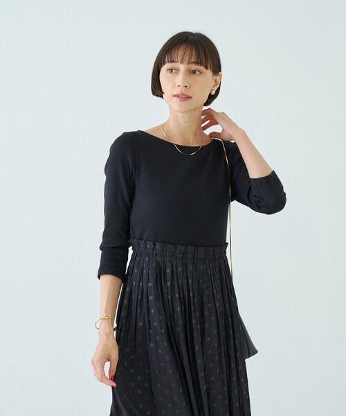 Rouge vif（ルージュヴィフ）の「ドット柄ドッキングワンピース（ワンピース・レディース・ブラック/アイボリー・38/36）」の14枚目の写真