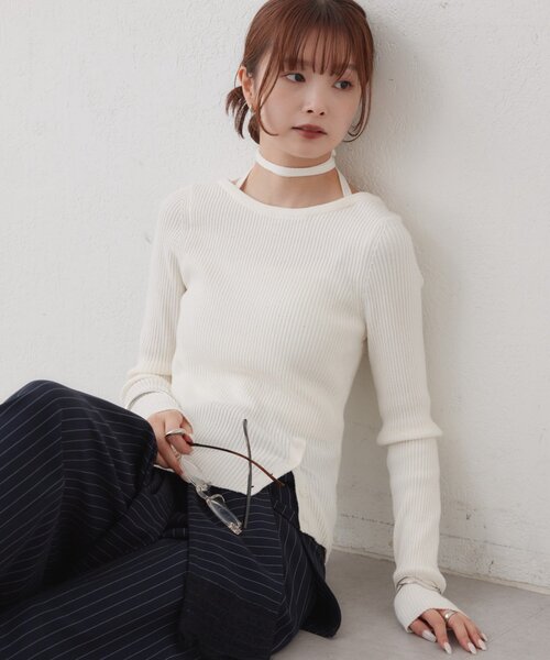 mystic(ミスティック)の「チョーカーリボンラメニット(ニット/セーター・レディース・ブラック/レッド/オフホワイト/グレー・FREE)」の14枚目の写真