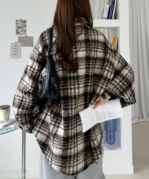 Ada.(エイダ)の「襟付き チェック ボア シャツジャケット(その他アウター・レディース・アイボリー/グリーン/ブラック・FREE)」の6枚目の写真