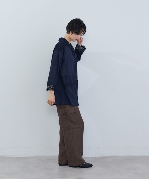 ADIEU TRISTESSE（アデュートリステス）の「インドレースロングブラウス（シャツ/ブラウス・レディース・オフホワイト/ネイビー/グリーン・38）」の10枚目の写真