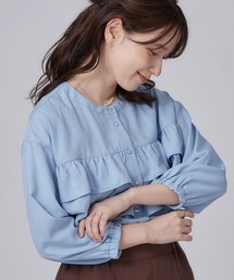【S-LL/洗濯機可】1枚で華やか ティアードフリルブラウス
