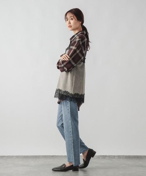 GLOBAL WORK(グローバルワーク)の「GOODデニムバギースキニーパンツ/911104(デニムパンツ・レディース・サックスブルー/ブラック・MEDIUM/SMALL/X-SMALL/LARGE)」の4枚目の写真