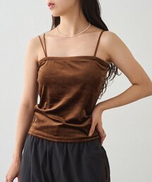 【WEB限定】カップ付ダブルストラップベロアキャミソール