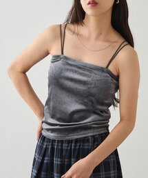 【WEB限定】カップ付ダブルストラップベロアキャミソール
