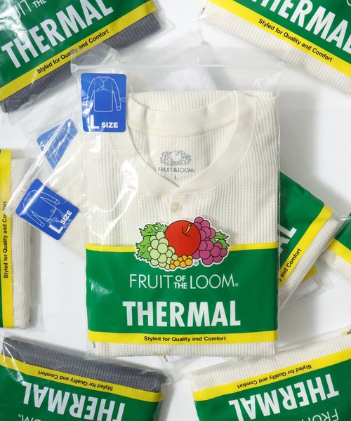 FRUIT OF THE LOOM（フルーツオブザルーム）の「FRUIT OF THE LOOM/フルーツオブザルーム 無地 ワッフル/サーマル ヘンリーネック 長袖Tシャツ/ロンT/1P パックT/レディース メンズ（Tシャツ/カットソー・メンズ・ホワイト/ブラック/グレー/アイボリー・M/L/XL）」の2枚目の写真
